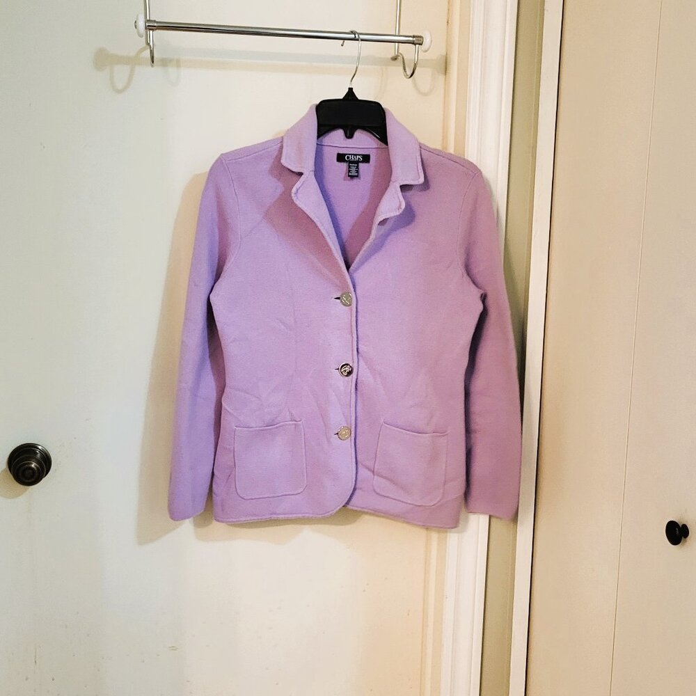 Chaps Cotton Blend Blazer/Cardigan - Petit Small. 68% Cotton 38% Nylon - Picture 2 of 6